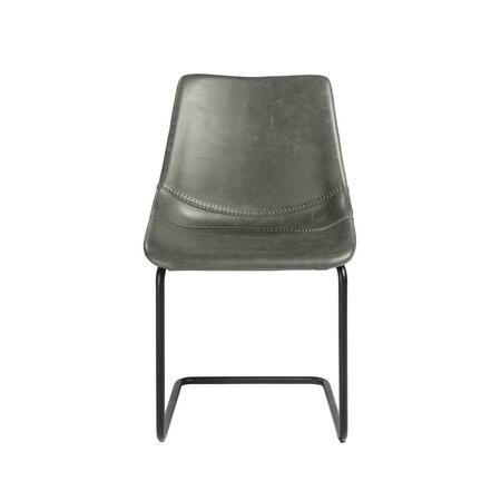 HOMEROOTS Faux Faux Leather Black Cantilever Chairs, Gray, 2PK 400678
